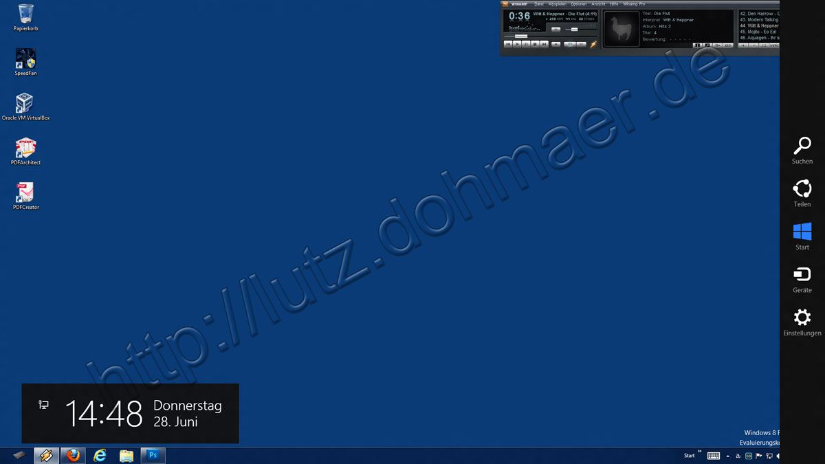 Desktop Windows 8 Release Preview hier Appauswahl